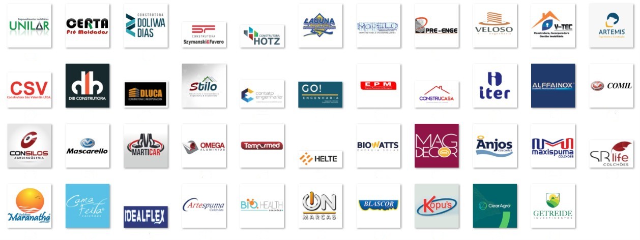 Mosaico com logos de clientes da ScopeSIS