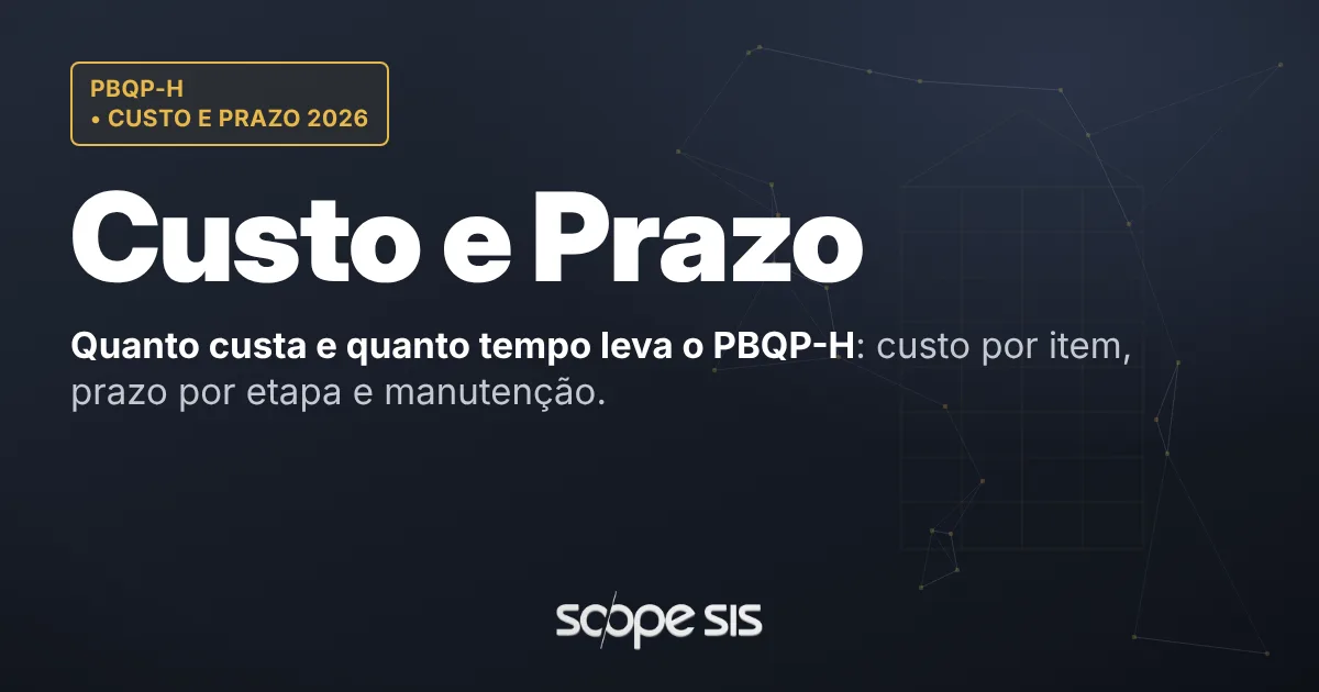 Quanto custa e quanto tempo leva o PBQP-H em 2026: custo por item e prazo por etapa — ScopeSIS